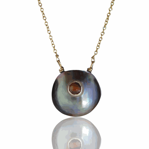 Round Mabe Necklace with Agate Stone